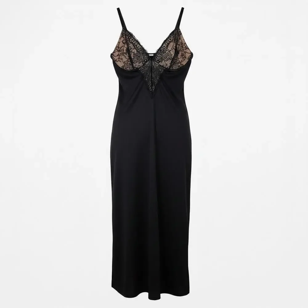 Popilush Lace Underwire Full Slip Dress XXL Black Lingerie Y2K Glam - Picture 1 of 4